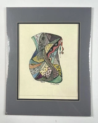 Terry L. White “Maiden Form” 2015 Original Drawing Folk Abstract 14x11” Matted - Image 1 of 4