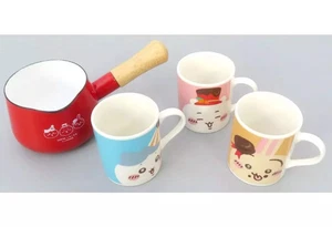 Lotte Chiikawa Hot Chocolate Set with Milk Pan & 3 Mugs Cute Character Gift - Picture 1 of 2