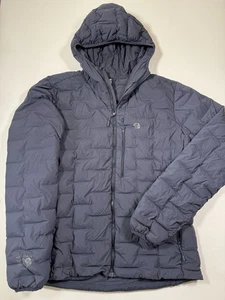 Mountain Hardwear Jacket Mens Large Blue Full Zip Stretchdown 700 Down Hooded - Picture 1 of 10