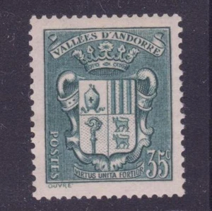 ANDORRE STAMP TIMBRE 1937-43 YVERT N° 56 " ARMOIRIES 35c VERT BLEU " NEUF xx TTB - Imagen 1 de 1