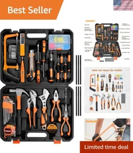 148-Piece Tool Set Chrome Vanadium Steel Essential Home Repair DIY Kit - Picture 1 of 10