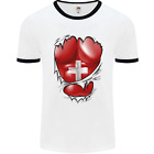 Gym Swiss Flag Ripped Muscles Switzerland Mens Ringer T-Shirt