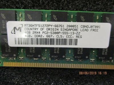 MICRON TECH - MT36HTF51272PY-667G1 -4GB 667Mhz DDR2 PC2-5300 Registered ECC - Image 1 of 4