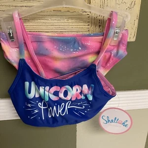 Shelloha Swimwear Unicorn Power Two-Piece Girls Swim Suit Size 5 - Picture 1 of 6