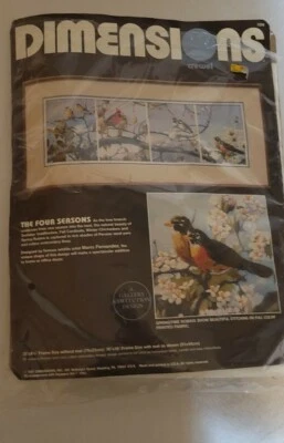 Dimensiones Estampado Punto de Cruz Cuatro Estaciones Pájaros Kit de Costura Bordado. R1 Foto 1 de 4