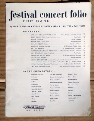 Rubank  Festival Concert Folio Band 1st Bb Cornet Vtg Sheet Music Book (1960) - Image 1 of 3