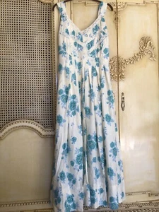 NWOT Free People elegant Viscose Maxi dress Cream Blue flowered L - Picture 1 of 17