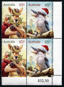 2024 Christmas Kangaroo Kookaburra LRC Value Block of Four Mint Stamp Australia - Foto 1 di 1