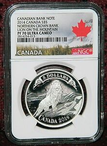 2014 CANADA $5 NORTHERN CROWN BANK LION SILVER COIN W/BOX NGC PF 70 ULTRA CAMEO