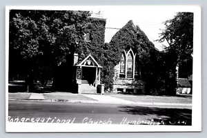 Congregational Church Humboldt Iowa IA Ivy Loaded Stain Glass RPPC Postcard - Picture 1 of 2