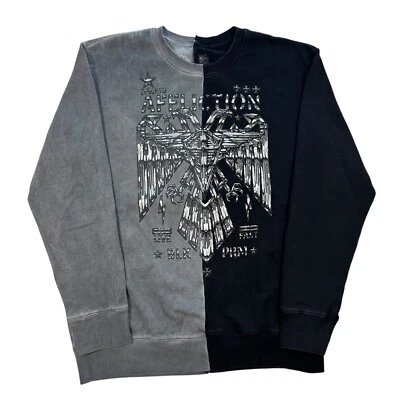 y2k Affliction Black Premium Split Color Crewneck Sweatshirt Size Large Grunge - Image 1 of 4