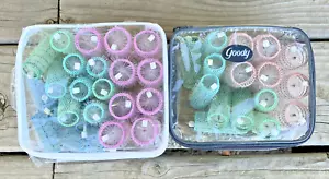 VTG Goody Pastel Spiral Wire Brush Mesh Hair Rollers 42 Curlers with Picks Case - Picture 1 of 5