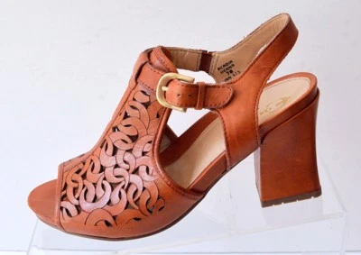 Sandalia EARTHIES Acadia Henna para mujer 7B cuero marrón coñac recortado Foto 1 de 4