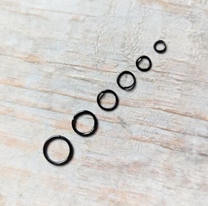 Jump Rings Black 6 Stainless Steel Connectors 4-10mm Saw Cut Jewelry Making Supp - Bild 1 von 3