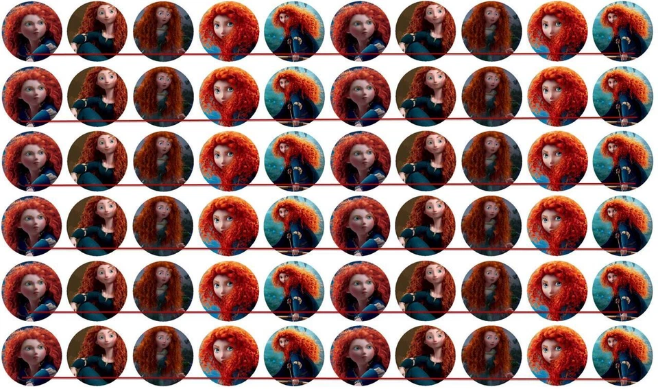 Juego de 60 imágenes de tapa de botella precortada de 1" BRAVE MERIDA Foto 1 de 1