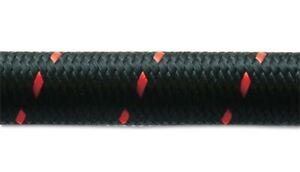 Vibrant for -6 AN Two-Tone Black/Red Nylon Braided Flex Hose (10 Foot Roll)
