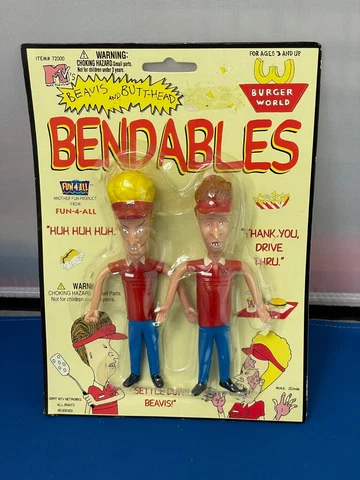 Vintage 1997 NOS MTV Beavis and Butthead Burger World Bendables Figures SEALED Cover
