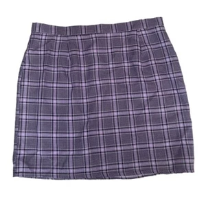 Purple Plaid Pattern Mini Skirt - Picture 1 of 5