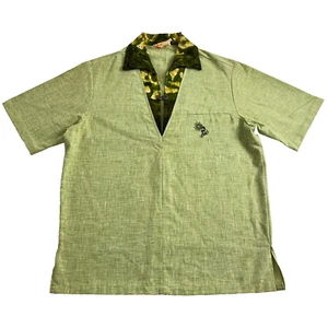 Vintage Iolani Hawaii Shirt Mens Small Green Loop Collar Short Sleeve Aloha Tiki - Picture 1 of 11