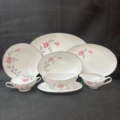 Lote de platos y cuencos para servir Noritake 6044 ROSEMARIE y bote de azúcar y salsa ++ Foto 1 de 4