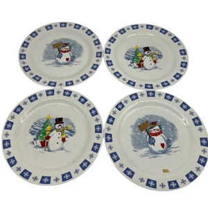 Lotto di 4 piatti natalizi pupazzo di neve gres fiocco di neve bordo utensili da cucina - Foto 1 di 7