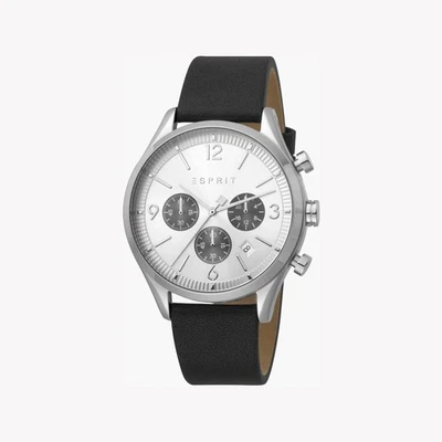 Esprit Men's Black Leather Watch, Silver Dial | ES1G210L0015 - Image 1 of 4