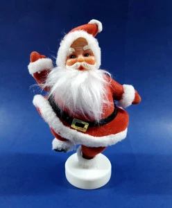 Vintage Flocked Felt Waving Dancing Santa Claus Figurine Christmas Decoration 7" - Picture 1 of 6