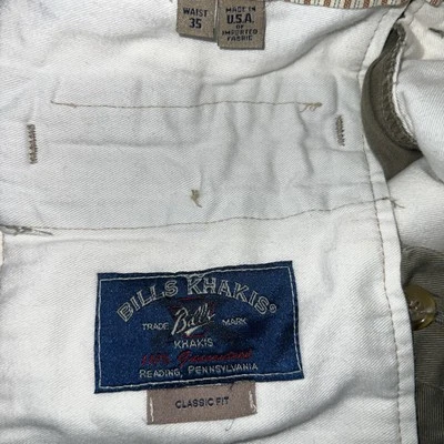 复古 Bills Khakis Cuffed 裤子,美国制造,尺寸 35x28 — 第 1/4 张图片
