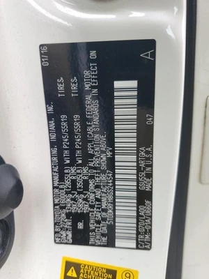 Used Engine Complete Assembly fits: 2016 Toyota Highlander gasoline 3.5L VIN K 5 — 第 1/4 张图片