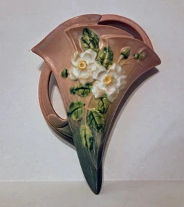 1940 ROSEVILLE PINK WHITE ROSE WALL POCKET 1289-8" MARKED Hard To Find - Picture 1 of 14