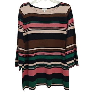 J Jill Striped Lightweight Knit Sweater Size XL Spring Soft Tunic Classic - Picture 1 of 8