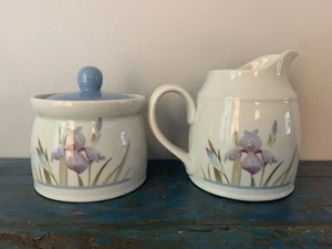 Royal Doulton Creamer Sugar Bowl Blue Iris Lambethware Made in England 1981 Vtg - Picture 1 of 12