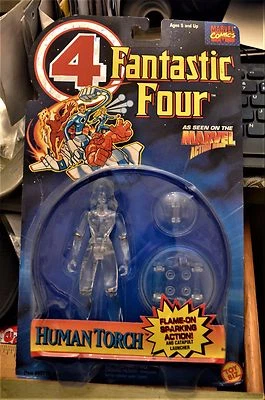 Tarjeta antorcha humana Fantastic 4 Action Hour Invisible Woman 1994 variante sin usar, en caja original error Foto 1 de 4