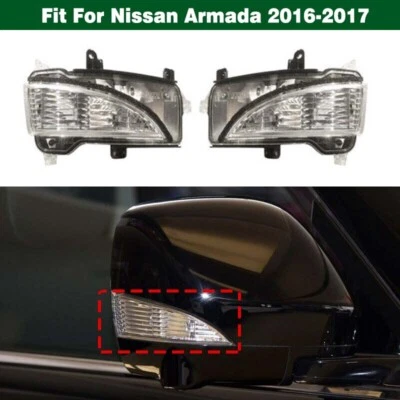 2x Indicador de luz de señal de giro del espejo retrovisor lateral LED para Nissan Armada 2016-2017 Foto 1 de 4