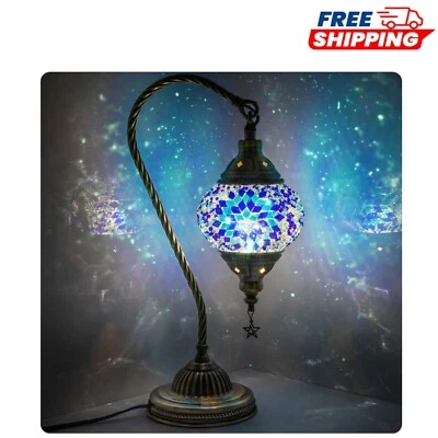 Lámpara de mesa clásica de grano de bronce - diseño turco hecha a mano con variaciones de color Foto 1 de 4