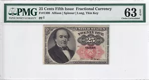 25 Cents Fifth Issue Fractional Currency Note 25c 5th PMG CU63 EPQ FR#1308 - Picture 1 of 2