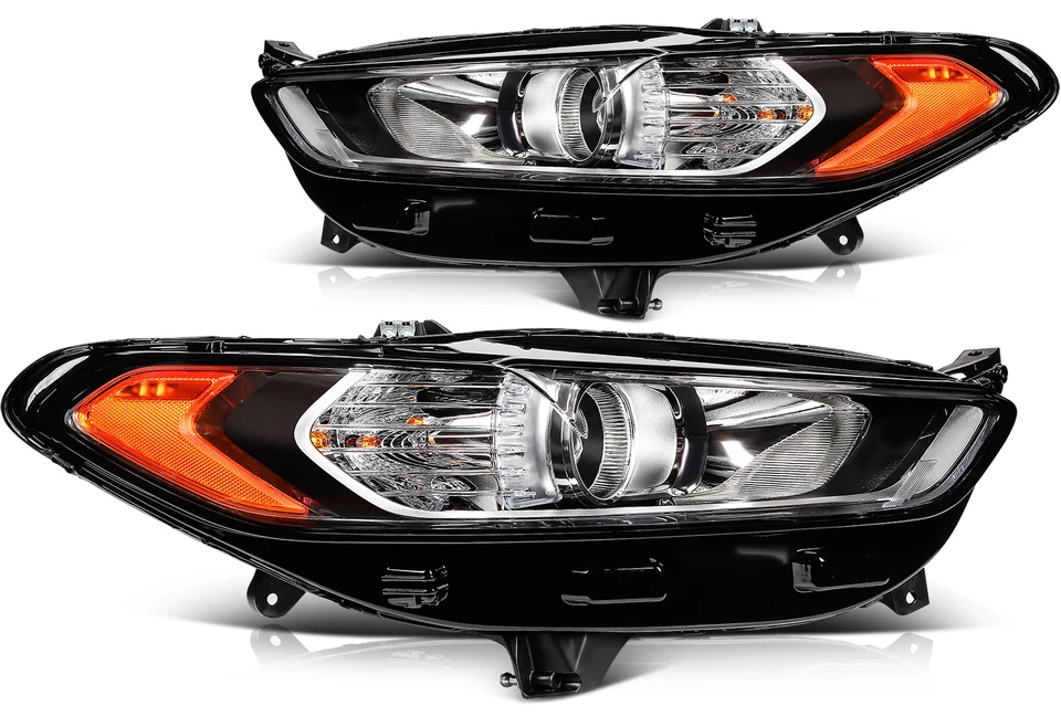 Headlights Assembly Pair For 2013-2016 Ford Fusion with Projector Replacement - Image 1 of 4