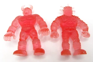 M.U.S.C.L.E. Muscle Men Lot 2 Red Translucent Action Figures Hard Plastic - Picture 1 of 3