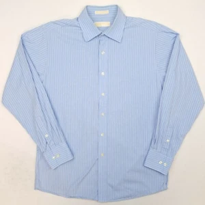 Michael Kors Mens Shirt IMMACULATE 16 34/35 LARGE Blue Regular Striped Cotton - Picture 1 of 9