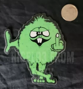 GREEN FUZZY GUY FLIP OFF BIRD FU OFF 3 INCH SKATEBOARD STICKER not Powell DGK - Picture 1 of 2