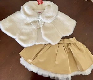 NWT Girls 4 Gymboree BEAUTIFUL LUXE Metallic Gold Satin TUTU Skirt & Lined CAPE - Picture 1 of 9