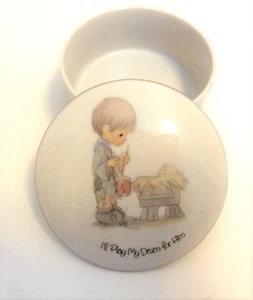Enesco Precious Moments Christmas Trinket Box I'll Play My Drum For Him - Picture 1 of 6