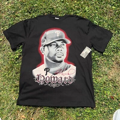 Deadstock 2000’s Philadelphia Phillies Ryan Howard Big Face MLB T Shirt: Size L - Image 1 of 4