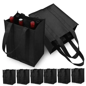 6 Pcs Wine Bottle Carrier Tote Bags - Reusable Wine Bottle Bags With Compartm... - Picture 1 of 9
