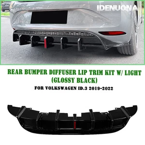 Heckstoßstange Diffusor Hecklippe Kit Spoiler Für VW ID.3 2019–2022 2021 Schwarz - Picture 1 of 12