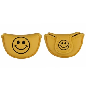 Yellow Leather Golf Mid/Half Mallet Putter Head Cover Magnetic Closure - Picture 1 of 4