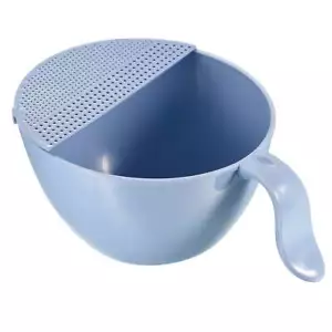 Rice Washing Bowl PP Food Strainer Colander Drain Basket Wash Strainers Blue - Picture 1 of 5