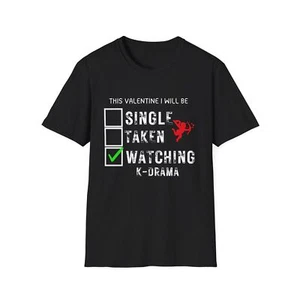 VALENTINE FUNNY WATCHING K DRAMA Unisex Softstyle T-Shirt - Picture 1 of 33