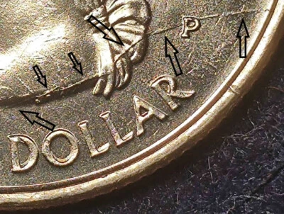 1999 P Georgia  Quarter Multiple Cracks & feeder finger Damage  Error Unc. - Image 1 of 4