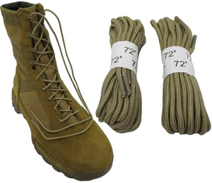 MILITARY COMBAT BOOT LACES (2) PACK 72" COYOTE TAN NYLON PLASTIC TIP WORK BOOTS - Picture 1 of 4